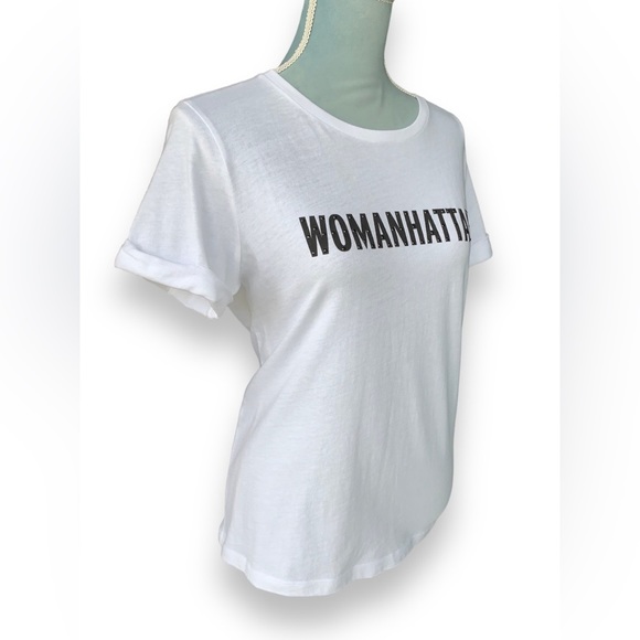 Kate Spade ‘Womanhattan’ Roll Sleeve T-Shirt White Sequined Size Medium - Picture 5 of 11